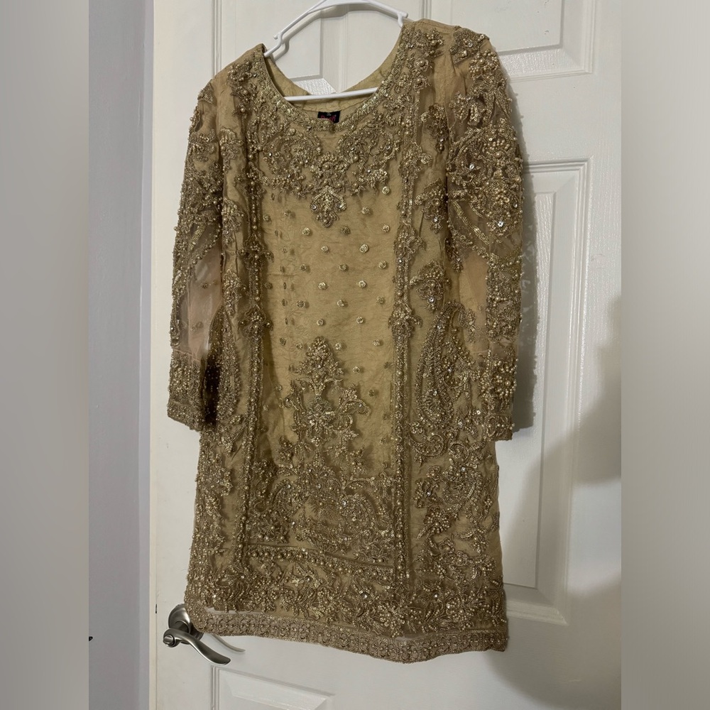 Heavily embroidery wedding formal dress( gharara and shirt )